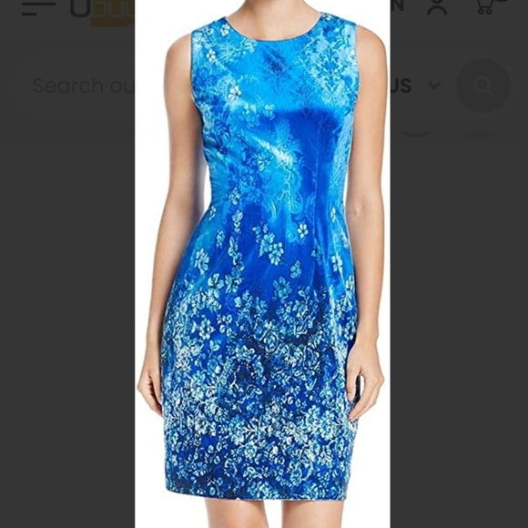 NWT  T Tahari Blue Fitted Floral Dress 2 - Picture 10 of 11